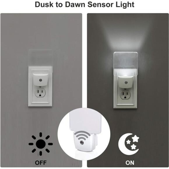 Plug in LED Night Light with Light Sensor, Dusk to Dawn, Kids Nightlight - Picture 4 of 8